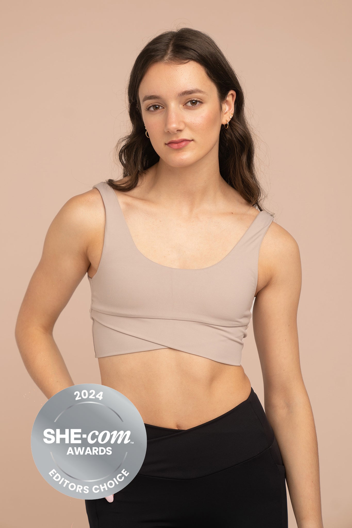 Ava Crossover / V Back Bra - Almond