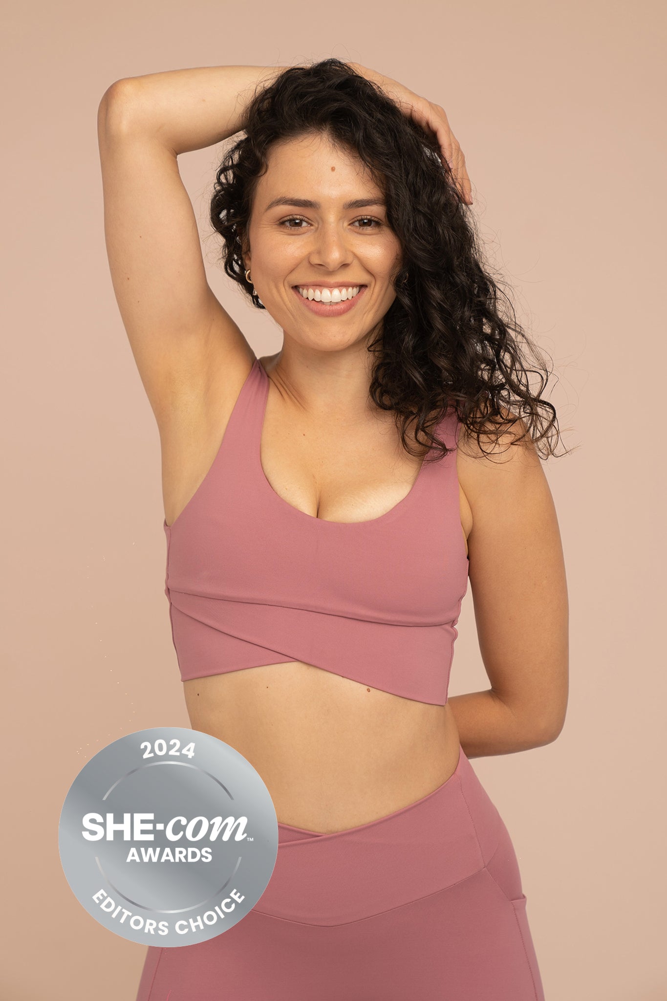 Ava Crossover / V Back Bra - Blush