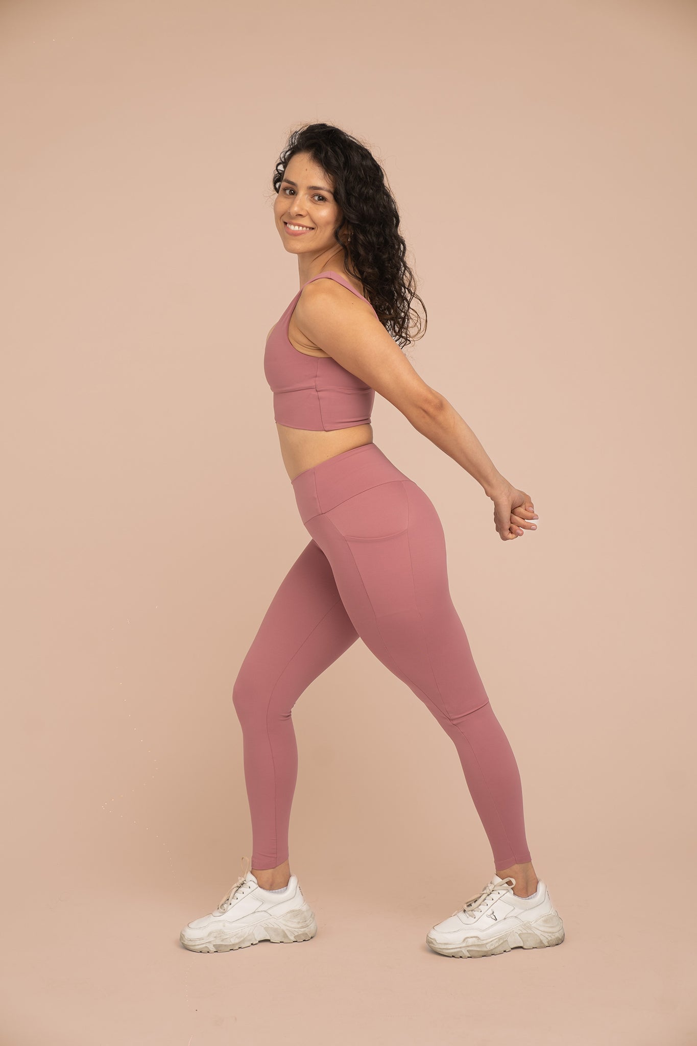 Compressive Wrap Legging with Pockets - Blush