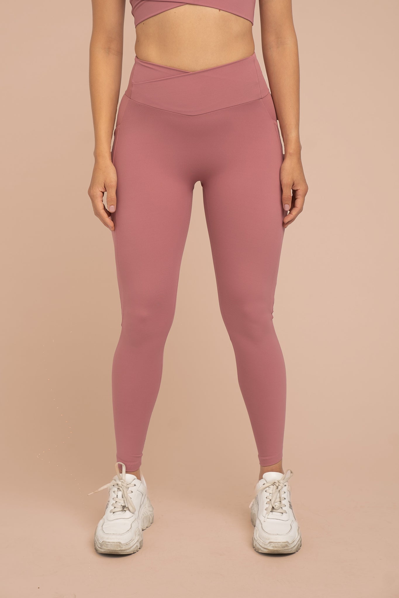 Compressive Wrap Legging with Pockets - Blush