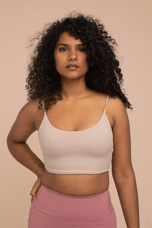 LUNIES: Cora Scoopneck / X Back Bra - Almond