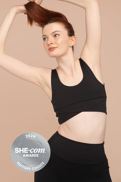 Ava Crossover / V Back Bra - Black