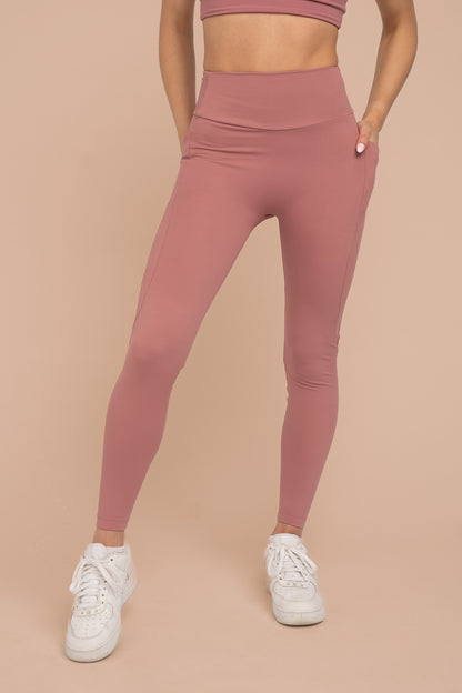 Compressive High-Rise Legging with Pockets - Blush