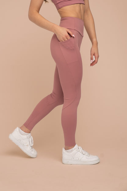 Compressive High-Rise Legging with Pockets - Blush