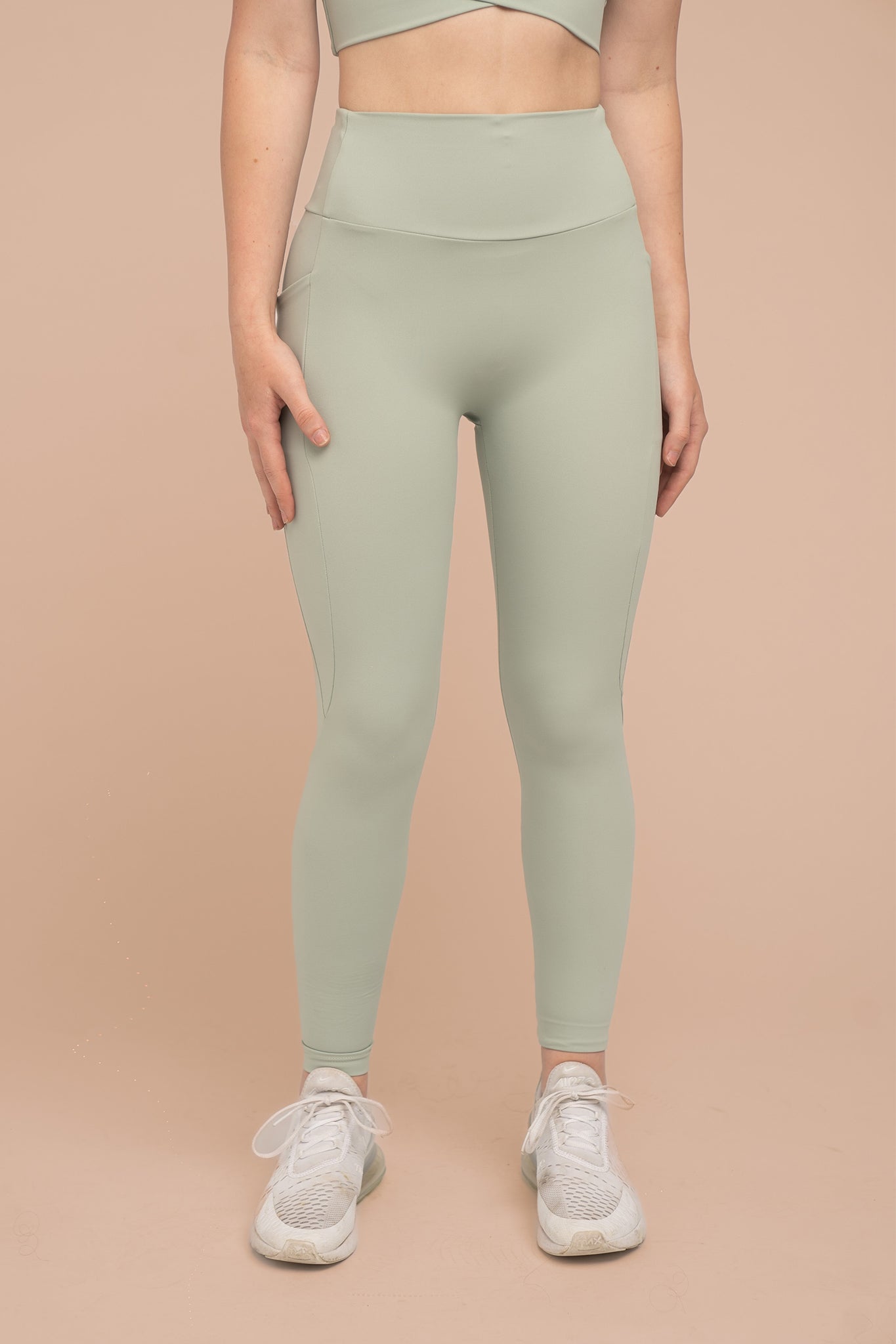 LUNIES: Compressive High-Rise Legging with Pockets - Pistachio