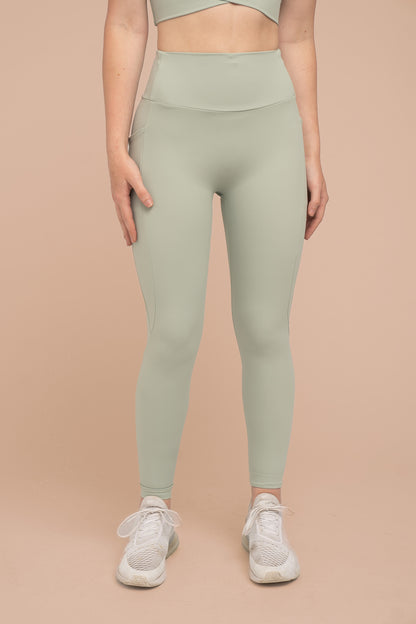LUNIES: Compressive High-Rise Legging with Pockets - Pistachio