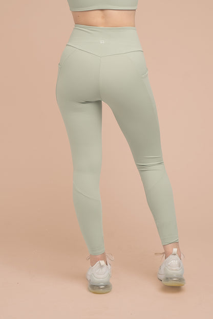 LUNIES: Compressive High-Rise Legging with Pockets - Pistachio