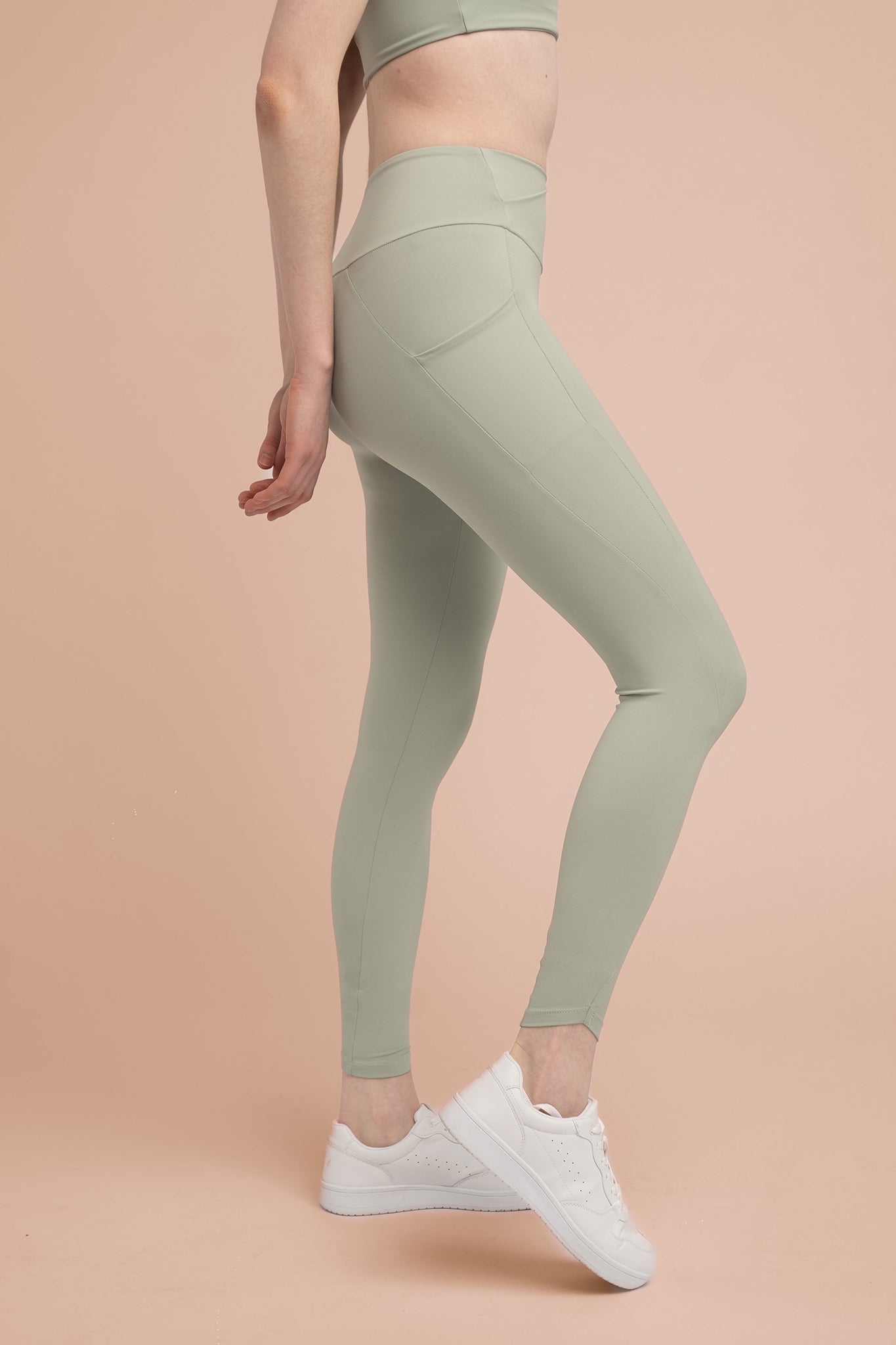 LUNIES: Compressive Wrap Legging with Pockets - Pistachio