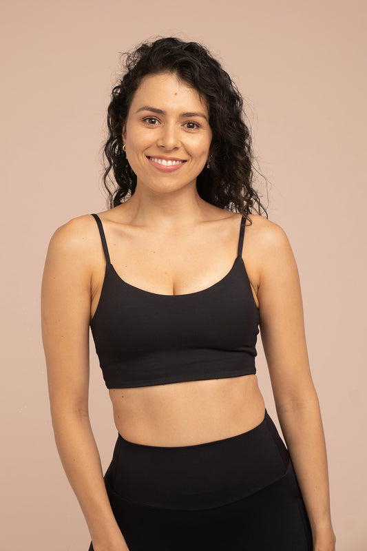 Cora Scoopneck / X Back Bra - Black